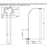 Brass shower panel mounted to the wall with a shower head Moras