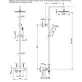 Stainless steel thermostatic shower panel for wall mounting with a hand shower Kolin