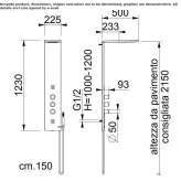 Wall-mounted stainless steel shower panel with side jets Polva