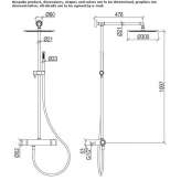 Stainless steel thermostatic shower panel for wall mounting with a hand shower Demonte