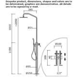 Stainless steel floor-standing shower panel with diverter and shower head Orroli