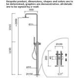 Floor-standing stainless steel shower panel with hand shower Barkaroe