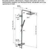 Shower panel with wall thermostat and hand shower Tomra