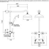 Wall-mounted shower panel with diverter Forville