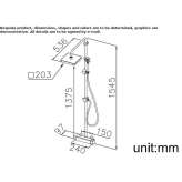 Wall-mounted shower panel in chrome-plated brass with hand shower and overhead shower Moulins