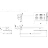 Głowica prysznicowa ścienna prostokątna, metalowa z ramieniem Petina