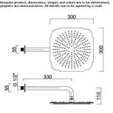 Wall-mounted rain shower with arm Fogliano