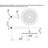 Round stainless steel wall shower head with arm Ciurea