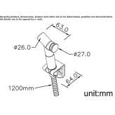 Chrome-plated brass shower head with hose and holder Kasel