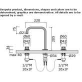 3-hole countertop washbasin tap made of stainless steel Ceiba