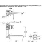 2-hole wall-mounted washbasin tap Yakutiye