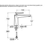 Single-lever countertop washbasin tap without waste Pisek