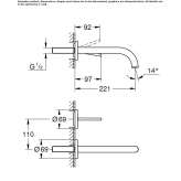 2-hole wall-mounted washbasin tap Vryses