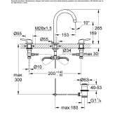 3-hole countertop washbasin tap with single rosettes Budingen