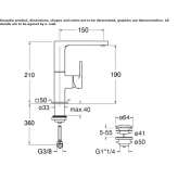 Single-lever countertop washbasin tap with adjustable spout Ferez