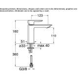 Single-lever countertop washbasin tap without waste Ilford