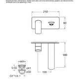 Wall-mounted single-lever washbasin tap with plate Ilford