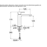 Single-lever countertop washbasin tap without waste Ferez