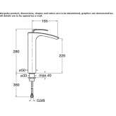 Tall, metal countertop washbasin tap Mocoa