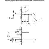 2-hole wall-mounted washbasin tap Vryses