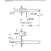 Two-hole, single-lever, wall-mounted washbasin faucet Quinlan