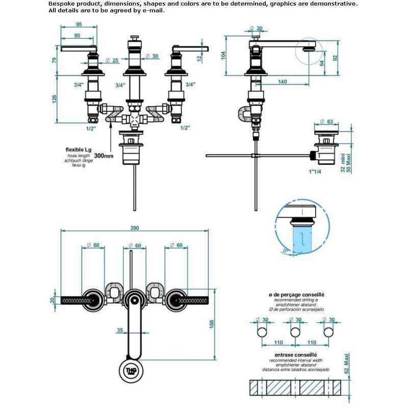 Washbasin tap with levers Naglici