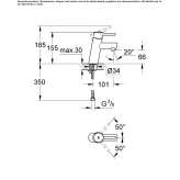 Countertop washbasin tap with temperature limiter Budingen