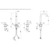 3-hole stainless steel washbasin tap with adjustable spout Krokees