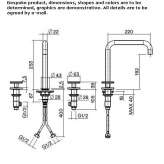 3-hole stainless steel washbasin tap with adjustable spout Korgan