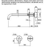 Wall-mounted hydroprogressive washbasin tap made of stainless steel Ovilla