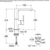 Single-lever washbasin tap with adjustable spout Ardud