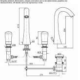 3-hole brass countertop washbasin tap with aerator Beznea