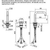 2-hole hydroprogressive washbasin tap with adjustable spout Ovilla