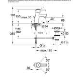 Countertop washbasin tap with temperature limiter Budingen