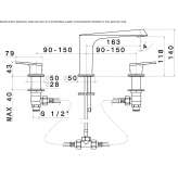 3-hole countertop washbasin tap without cork Triunfo