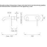 Contemporary 2-hole stainless steel wall mounted basin faucet with plate Hoshcha