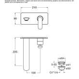 Wall-mounted single-lever washbasin tap with plate Imatra