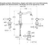 3-hole countertop washbasin tap with individual rosettes Marmion