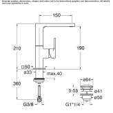 Single-lever washbasin tap with adjustable spout Ferez