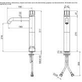 Countertop washbasin tap made of stainless steel Mislata