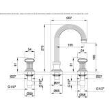 3-hole steel washbasin tap with individual rosettes Bobowo