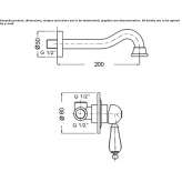 Two-hole steel washbasin faucet for wall mounting with one handle Gulzow