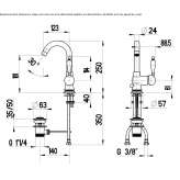 Countertop washbasin tap, single-lever, steel Lliria