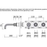 3-hole wall-mounted washbasin tap made of stainless steel Ceiba