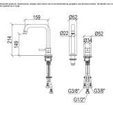 2-hole single-lever basin tap in stainless steel Demonte