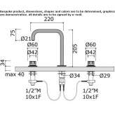 3-hole countertop washbasin tap made of stainless steel Ceiba