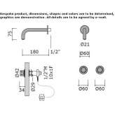 3-hole wall-mounted washbasin tap made of stainless steel Ceiba