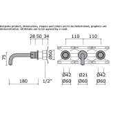 3-hole wall-mounted washbasin tap made of stainless steel Ceiba