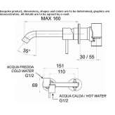 2-hole wall-mounted washbasin tap Pedasi