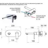 Wall-mounted washbasin tap with plate Raning